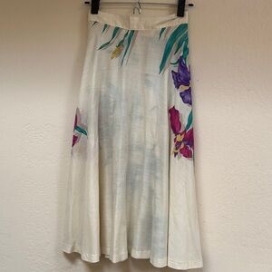 Vintage Floral A-Line Skirt in Cream